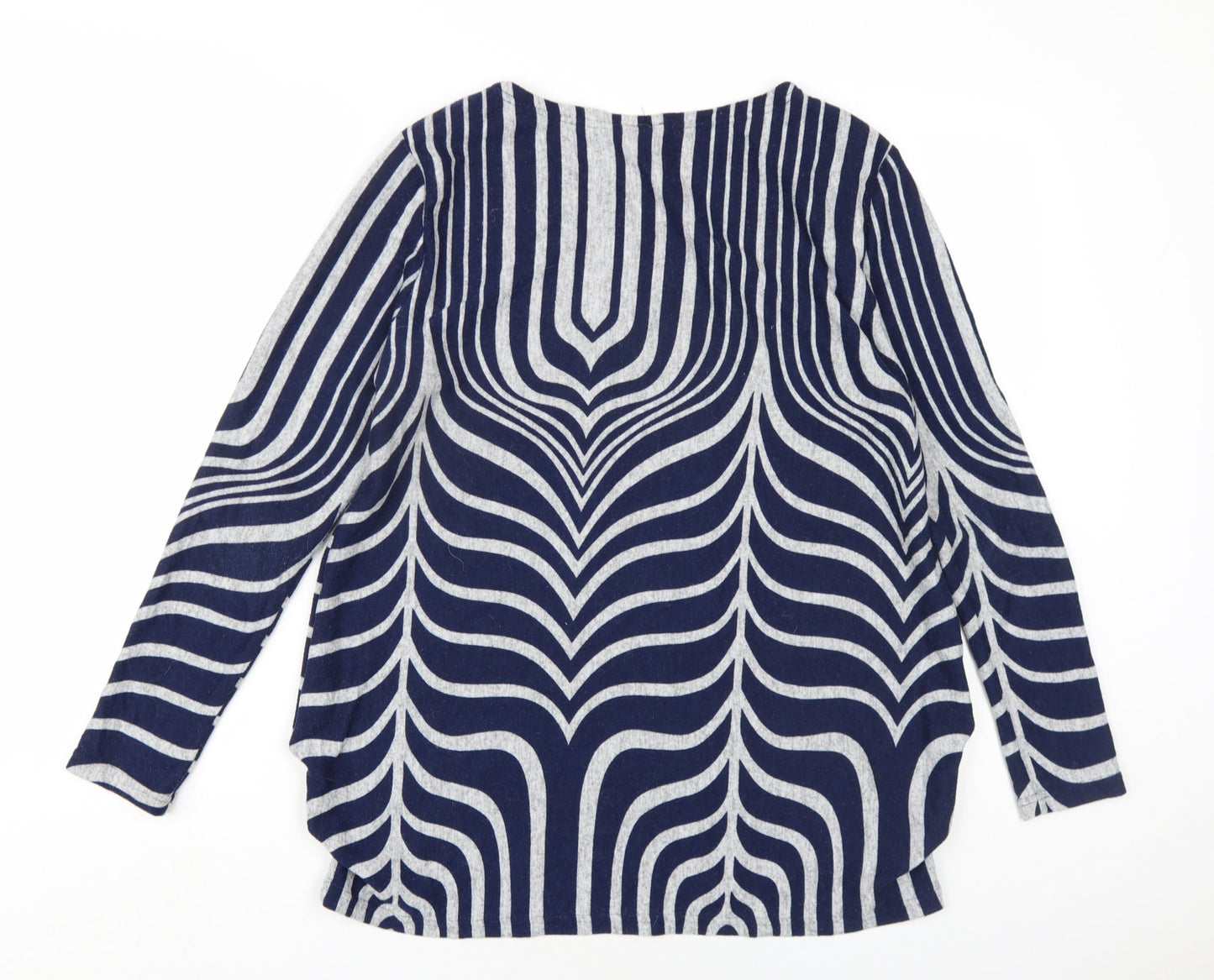 Izabel London Womens Blue Round Neck Geometric Polyester Pullover Jumper Size 8