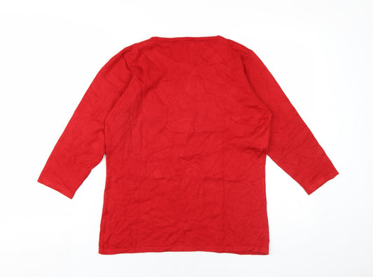 Anna Rose Womens Red Round Neck Viscose Pullover Jumper Size M