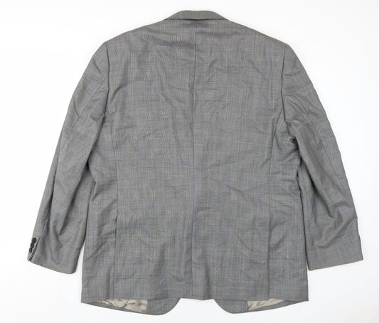 Revenge Mens Grey Plaid Wool Jacket Blazer Size 48 Regular