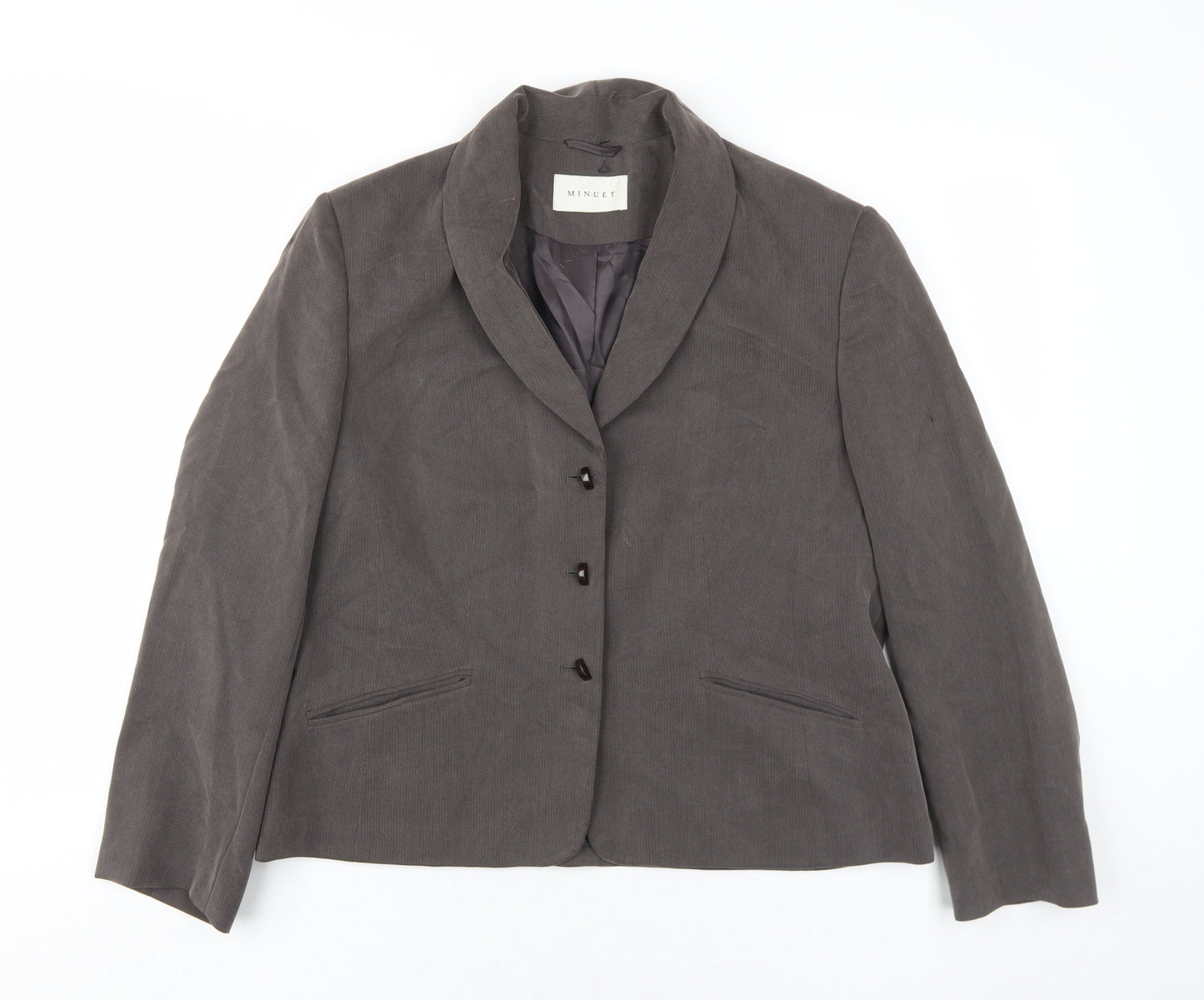 Minuet Womens Grey Jacket Blazer Size 16 Button