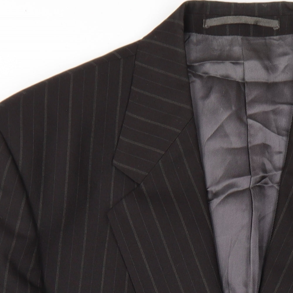 Beaumont Carr Mens Black Striped Wool Jacket Blazer Size 38 Regular