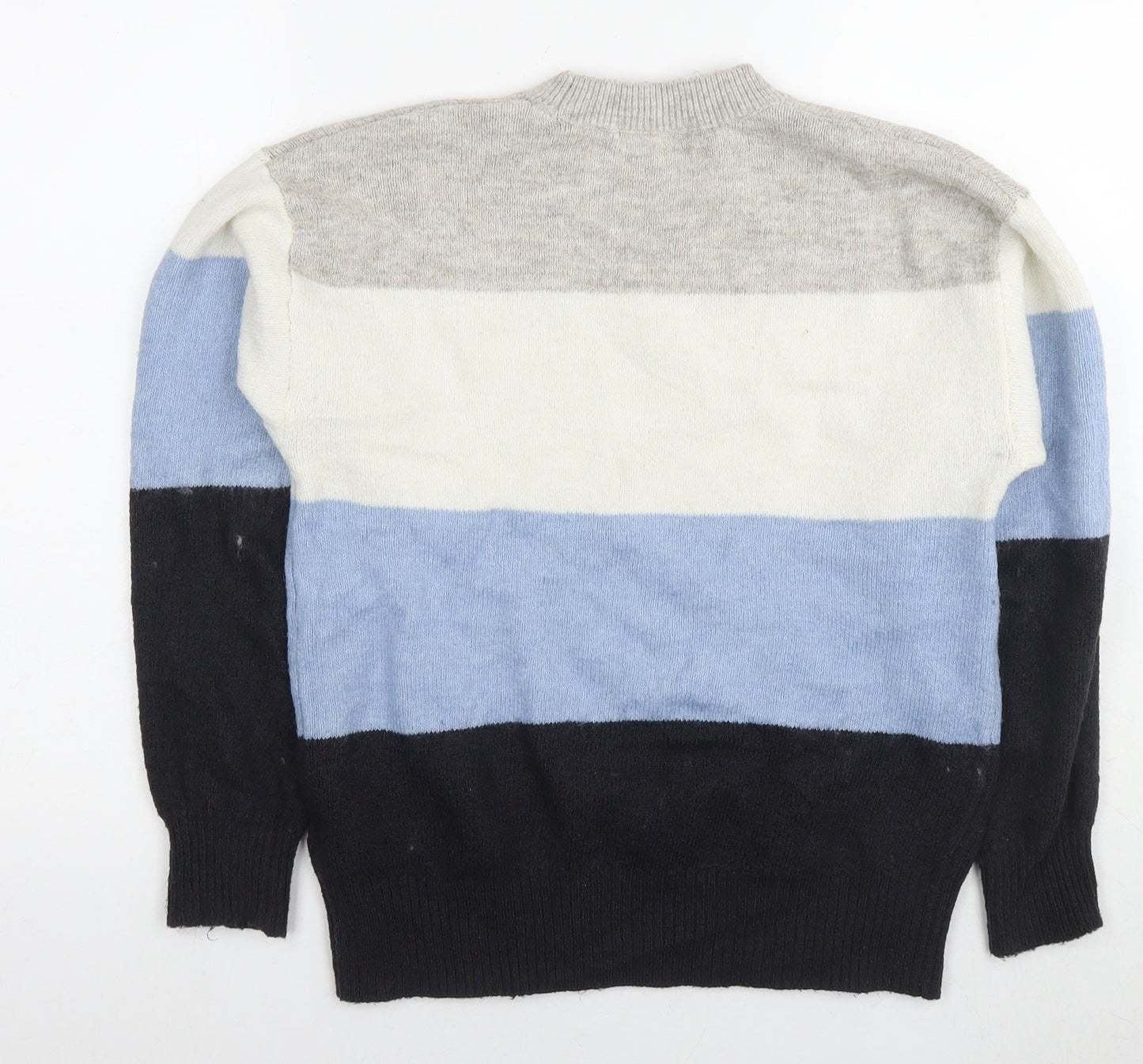 H&M Womens Multicoloured Round Neck Striped Polyester Pullover Jumper Size XS