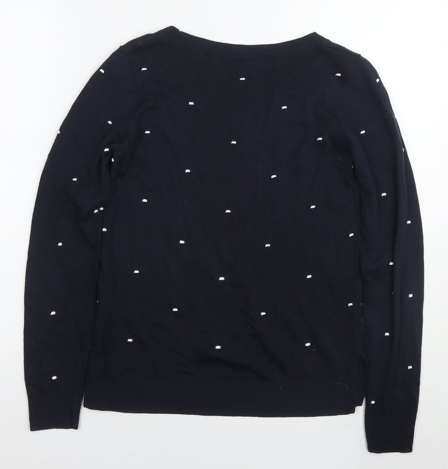NEXT Womens Black Round Neck Polka Dot Polyester Pullover Jumper Size 8