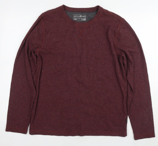 Eddie Bauer Womens Brown Round Neck Polyester Pullover Jumper Size M