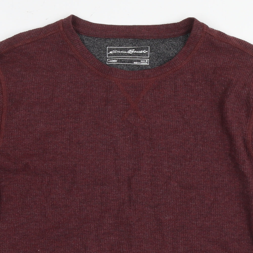 Eddie Bauer Womens Brown Round Neck Polyester Pullover Jumper Size M