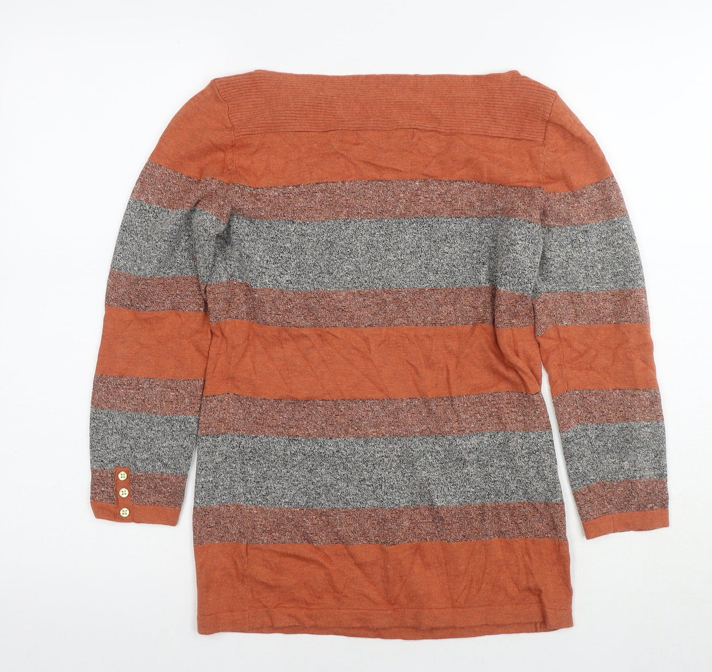 NEXT Womens Brown Boat Neck Cotton Pullover Jumper Size 8