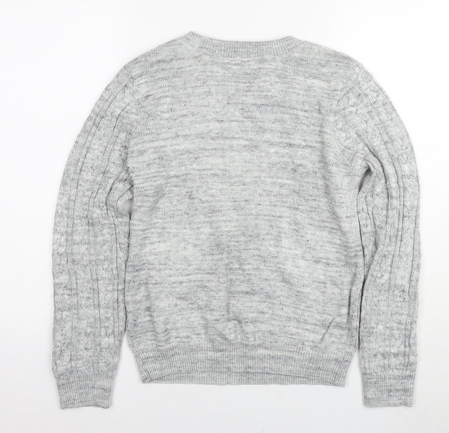 H&M Womens Grey Round Neck Acrylic Pullover Jumper Size M