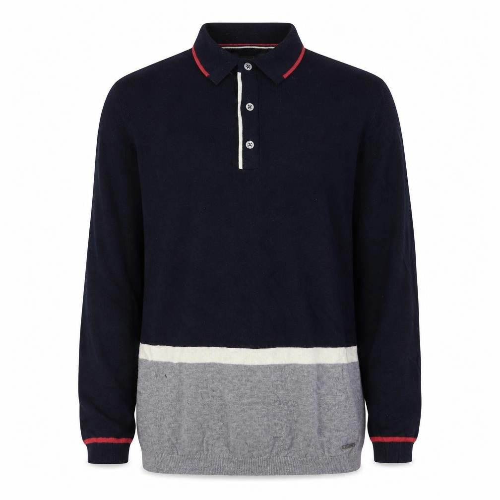 Front view of Autograph boys’ blue collared wool jumper, size 11-12, years pullover