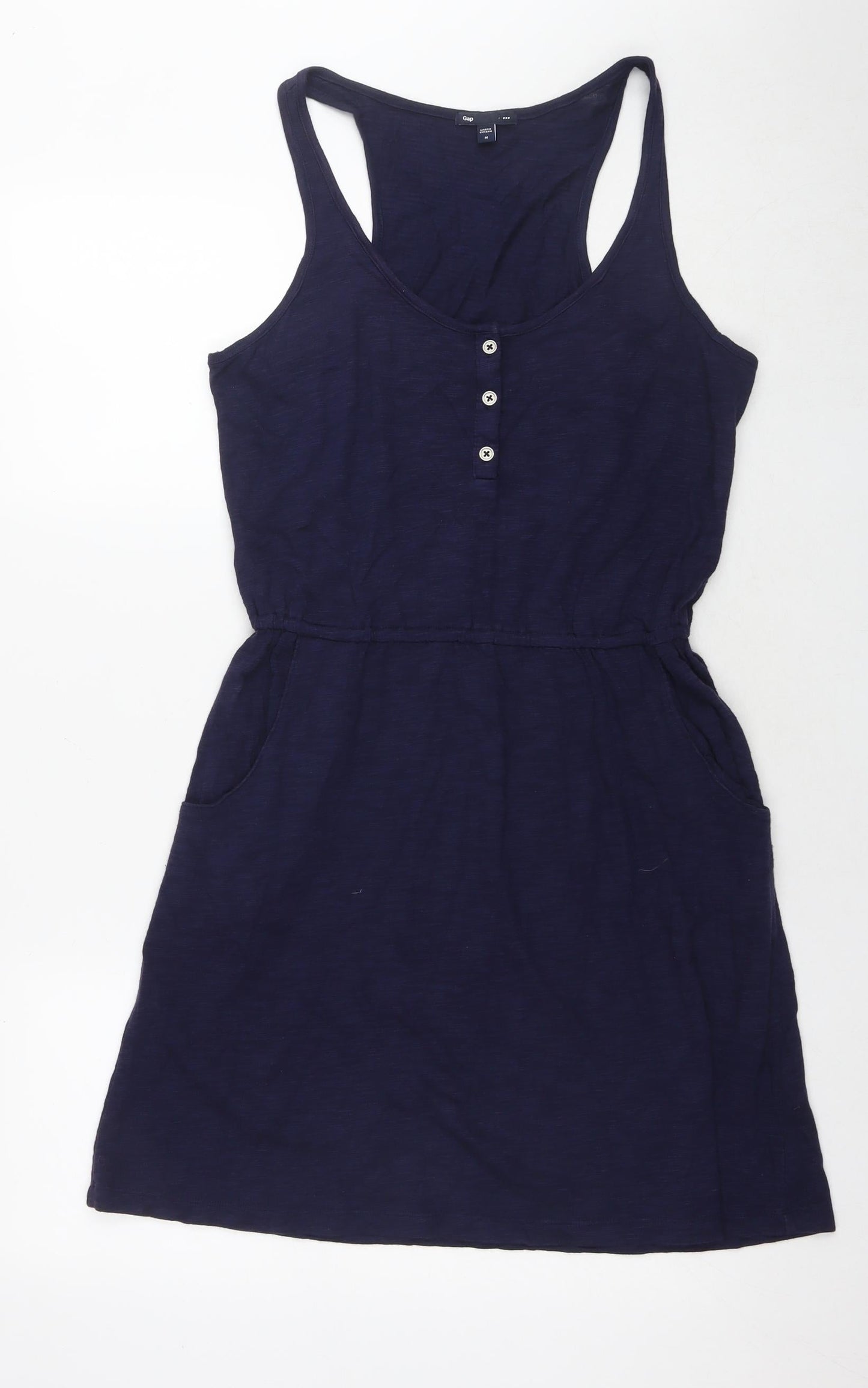Gap Womens Blue Cotton Tank Dress Size M Round Neck Pullover