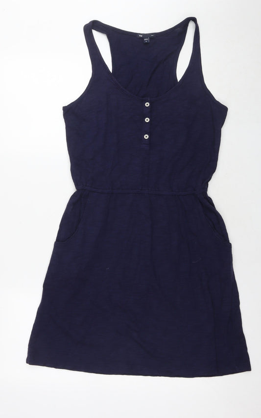 Gap Womens Blue Cotton Tank Dress Size M Round Neck Pullover