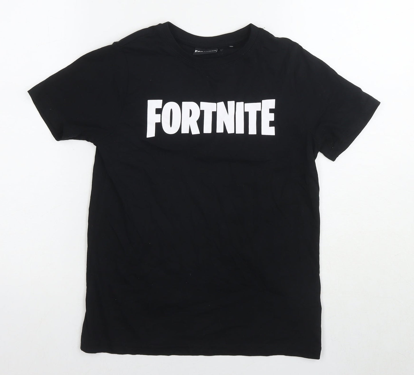 Fortnite Mens Black Cotton T-Shirt Size S Round Neck - Logo