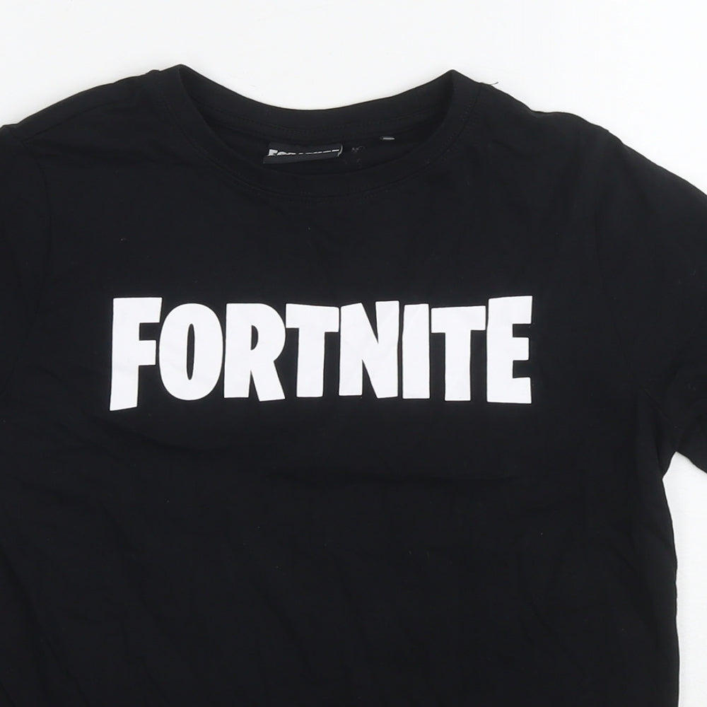 Fortnite Mens Black Cotton T-Shirt Size S Round Neck - Logo