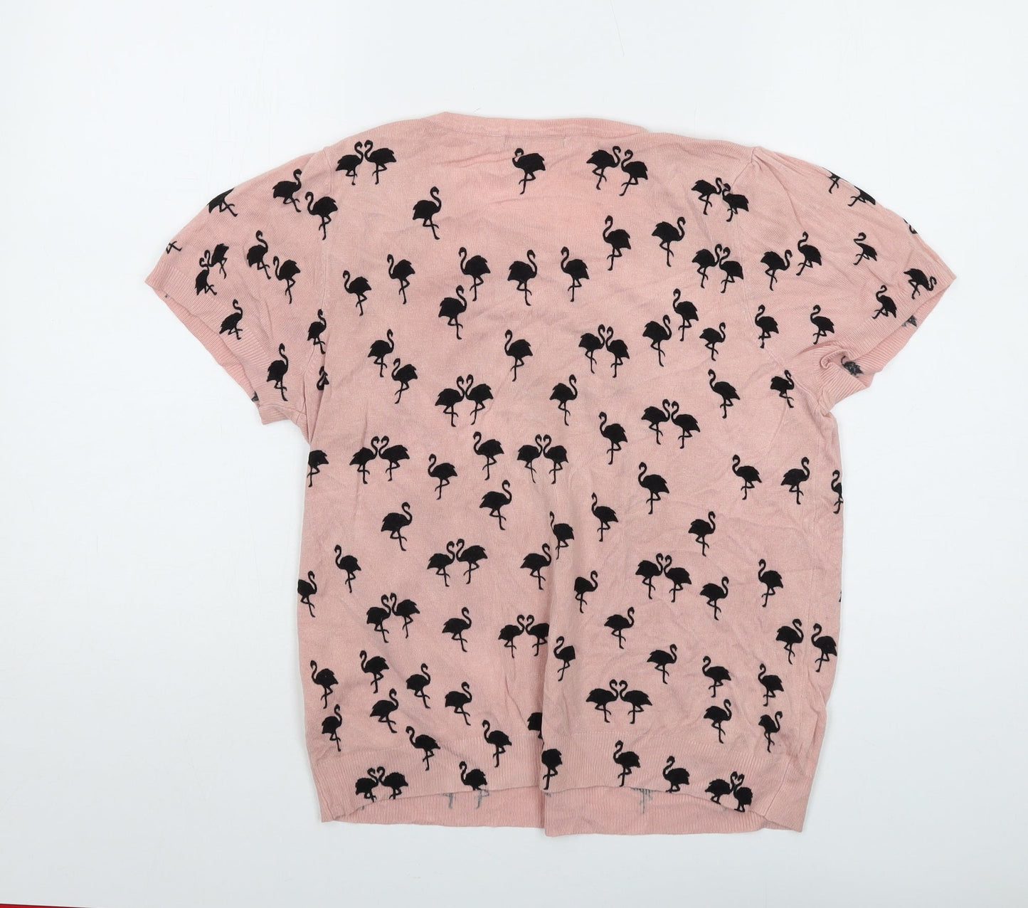 South Womens Pink Round Neck Geometric Viscose Pullover Jumper Size 18