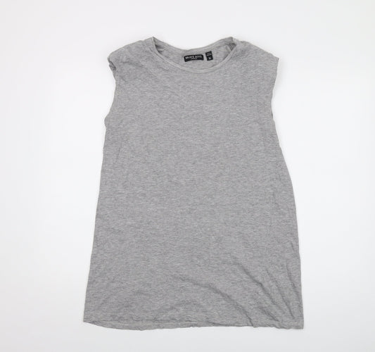 Brave Soul Womens Grey Cotton Tunic Tank Size M Round Neck