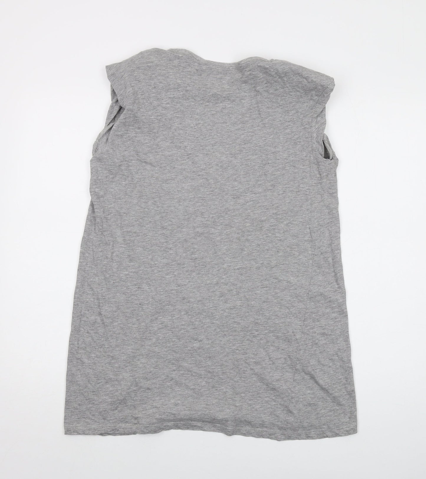 Brave Soul Womens Grey Cotton Tunic Tank Size M Round Neck