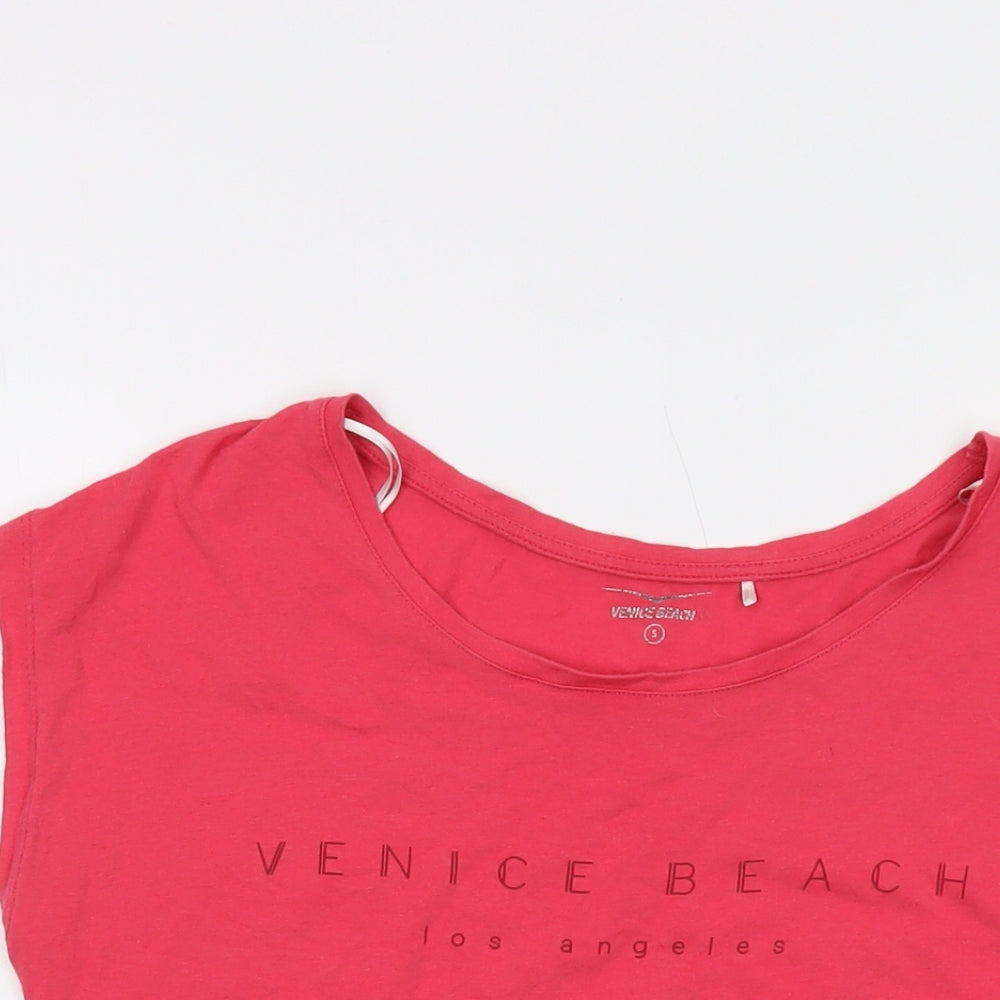 Venice Beach Womens Pink Cotton Basic T-Shirt Size S Round Neck