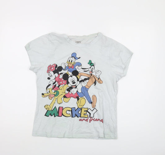 Disney Womens Blue Cotton Basic T-Shirt Size 6 Crew Neck - Mickey and Friends