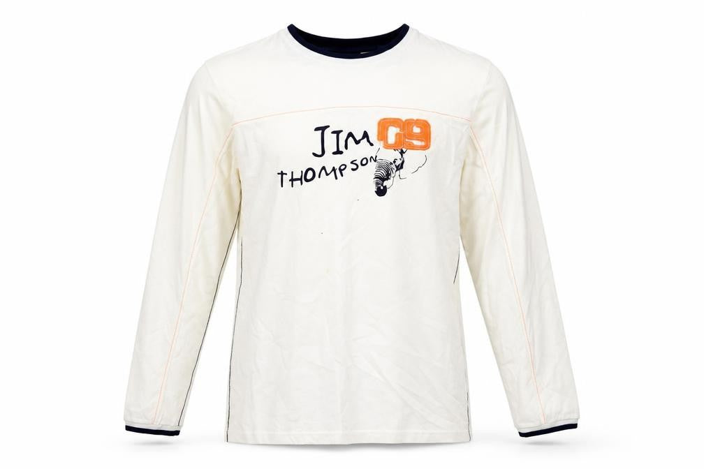 Jim Thompson Boys Ivory Cotton Basic T-Shirt Size L Crew Neck Pullover