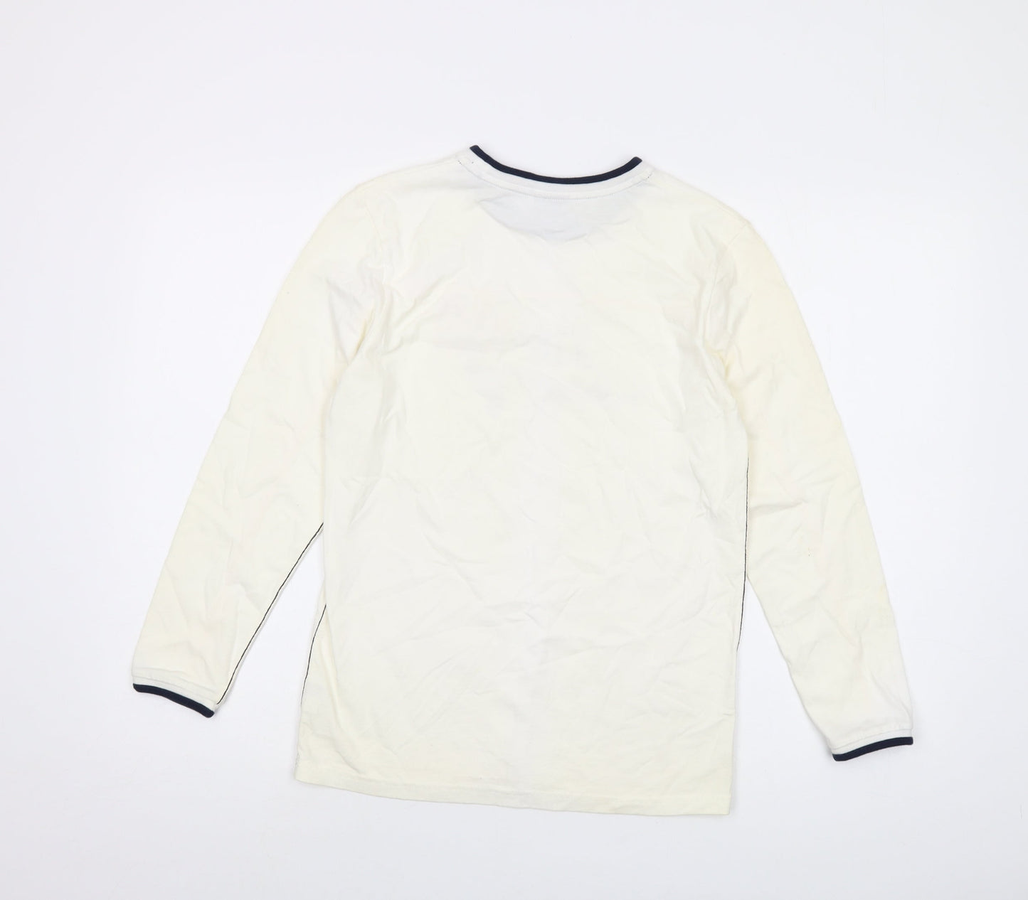 Jim Thompson Boys Ivory Cotton Basic T-Shirt Size L Crew Neck Pullover