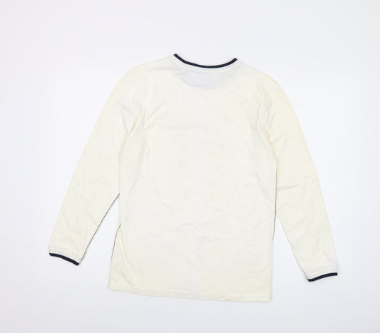 Jim Thompson Boys Ivory Cotton Basic T-Shirt Size L Crew Neck Pullover
