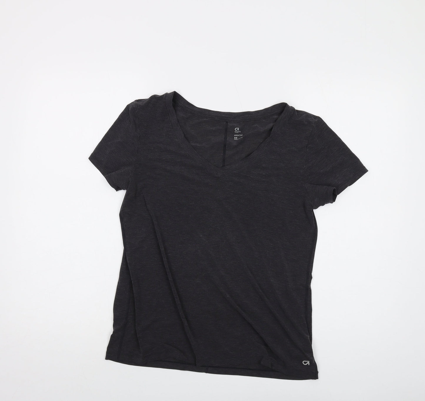 Gap Womens Grey Polyester Basic T-Shirt Size XS V-Neck Pullover