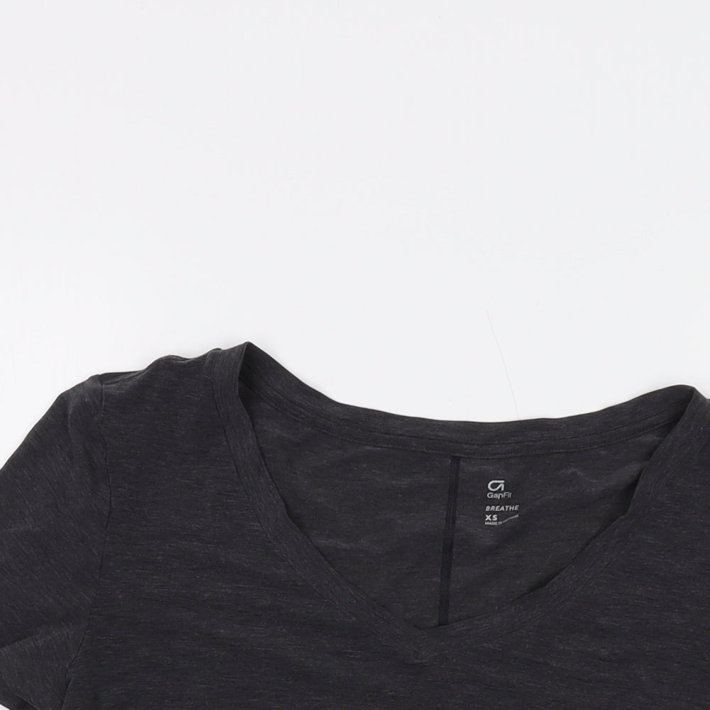 Gap Womens Grey Polyester Basic T-Shirt Size XS V-Neck Pullover