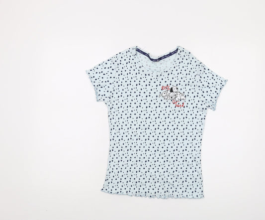 Disney Womens Blue Geometric Viscose Basic T-Shirt Size 8 Crew Neck - 101 Dalmatians