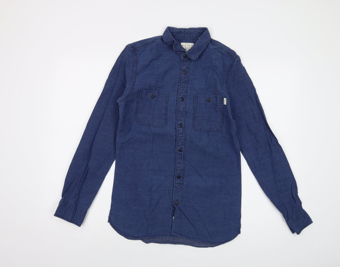 Jack Wills Mens Blue Cotton Button-Up Size XS Collared Button