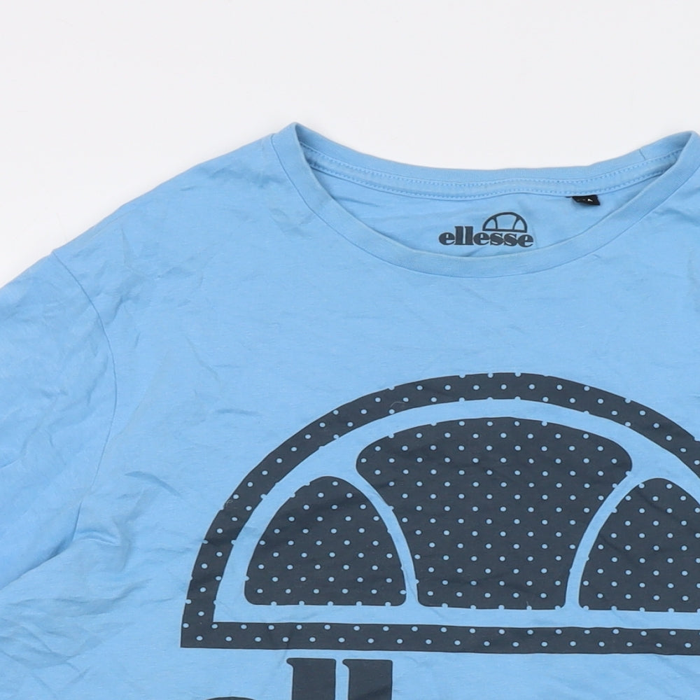 ellesse Mens Blue Cotton T-Shirt Size M Crew Neck