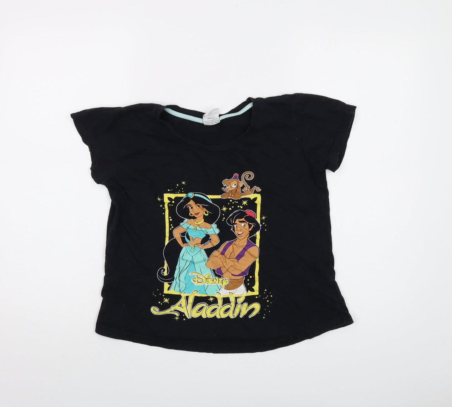 Disney Womens Black Cotton Basic T-Shirt Size 8 Crew Neck