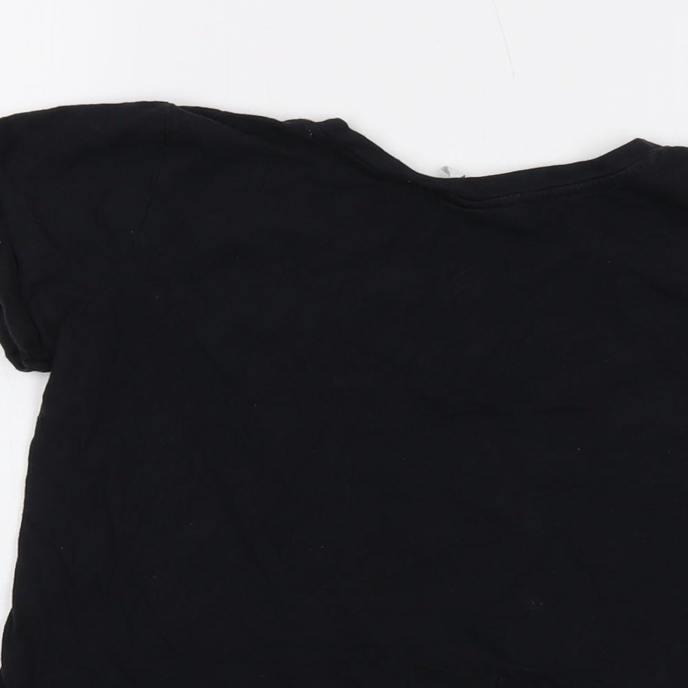 Disney Womens Black Cotton Basic T-Shirt Size 8 Crew Neck