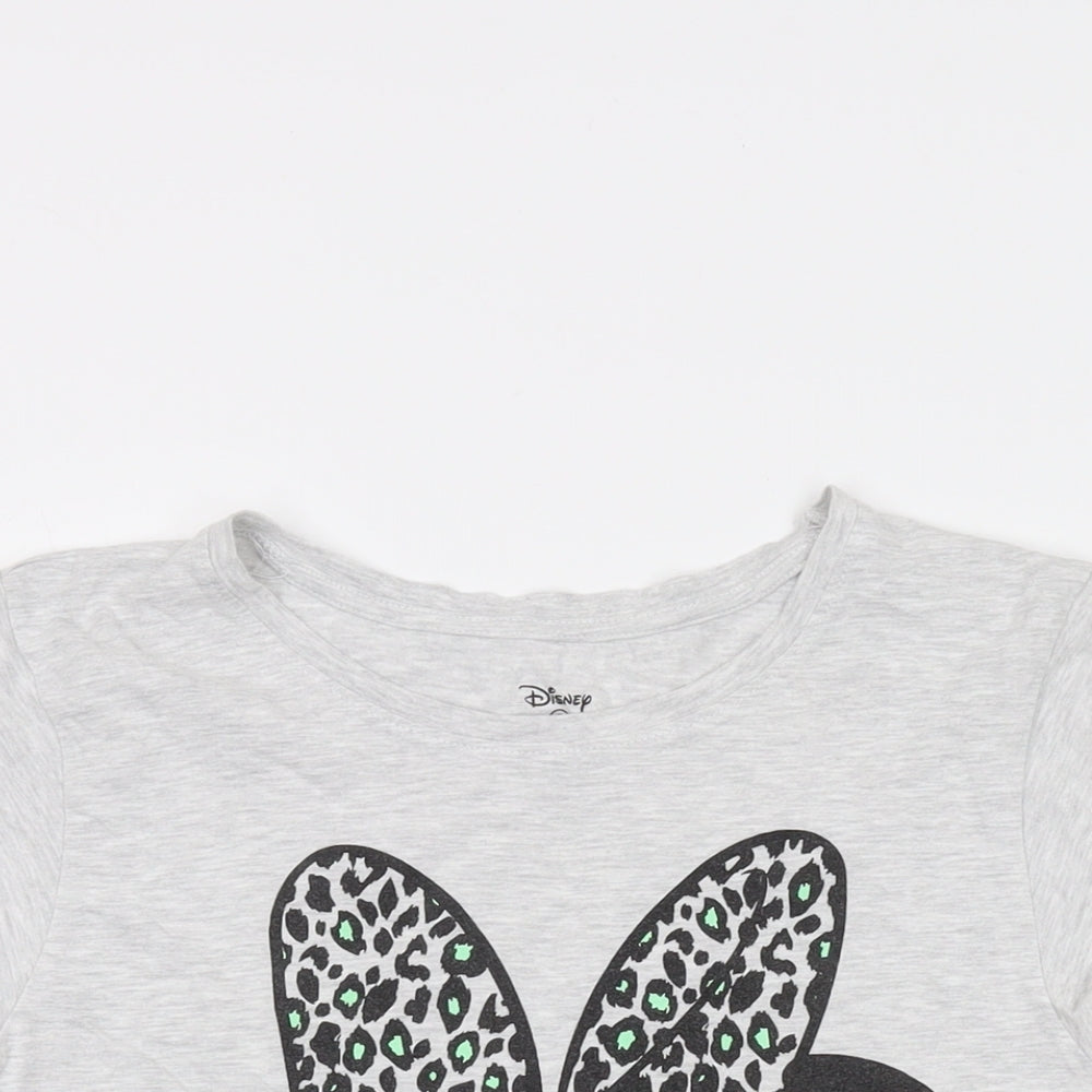 Disney Womens Grey Cotton Basic T-Shirt Size 10 Crew Neck - Minnie Mouse