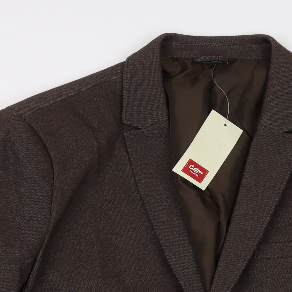 Cotton Traders Mens Brown Cotton Jacket Suit Jacket Size 46 Regular