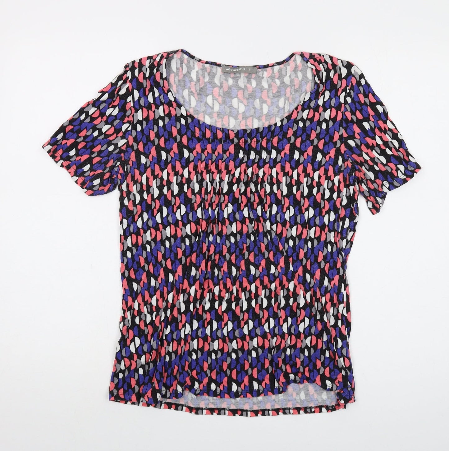 Woolworths Womens Multicoloured Geometric Viscose Basic T-Shirt Size S Round Neck