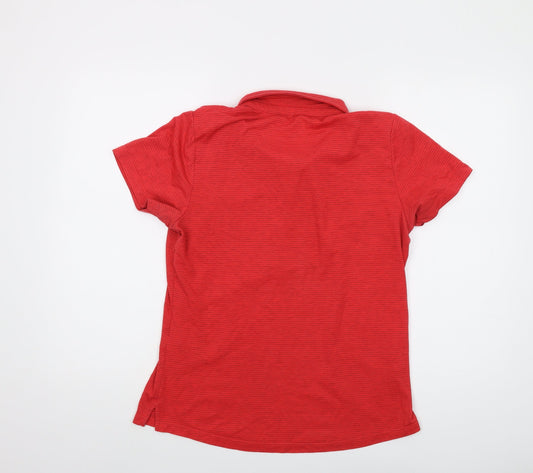 Rohan Womens Red Striped Polyester Basic Polo Size 12 Collared
