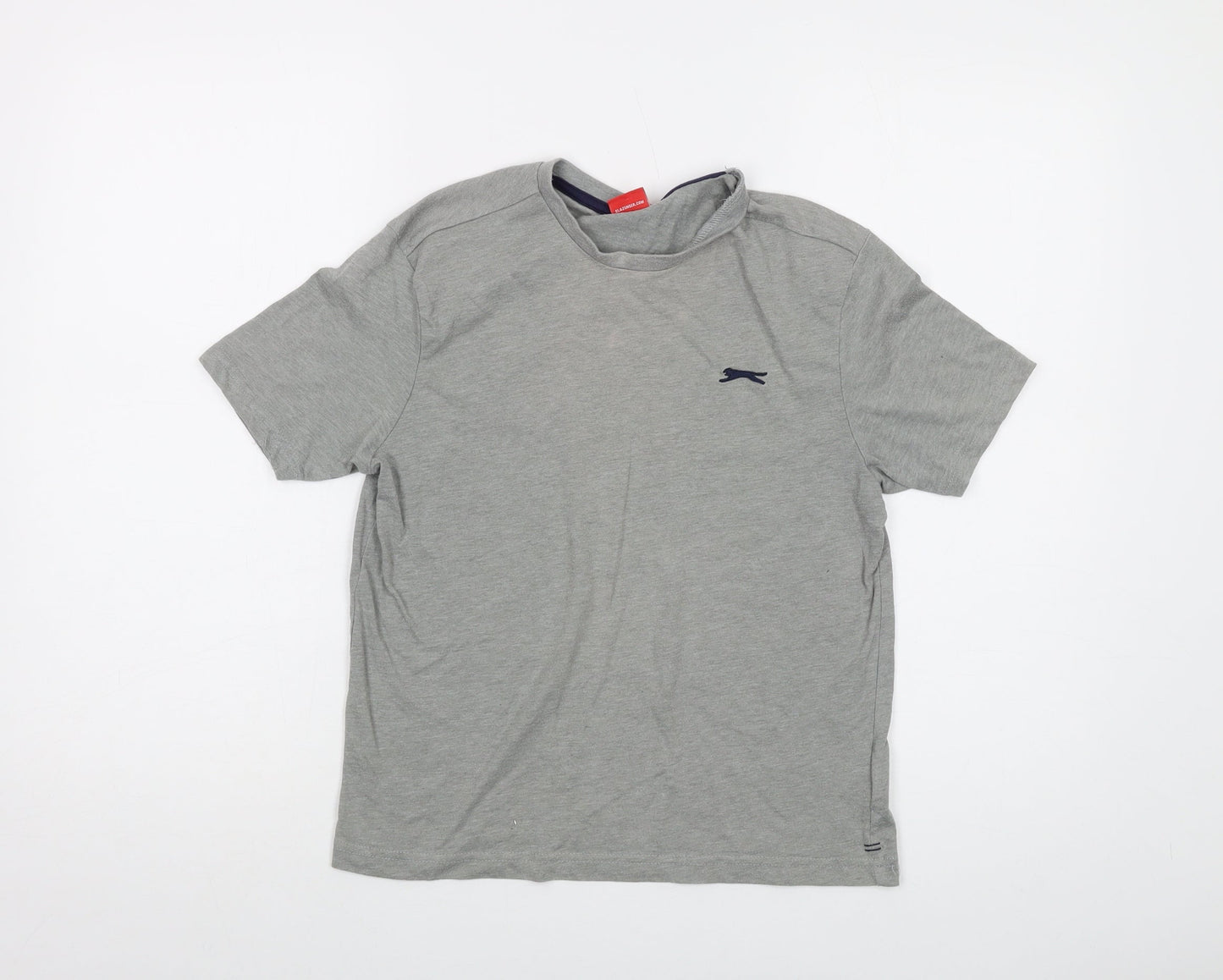 Slazenger Boys Grey Polyester Basic T-Shirt Size 13 Years Crew Neck Pullover
