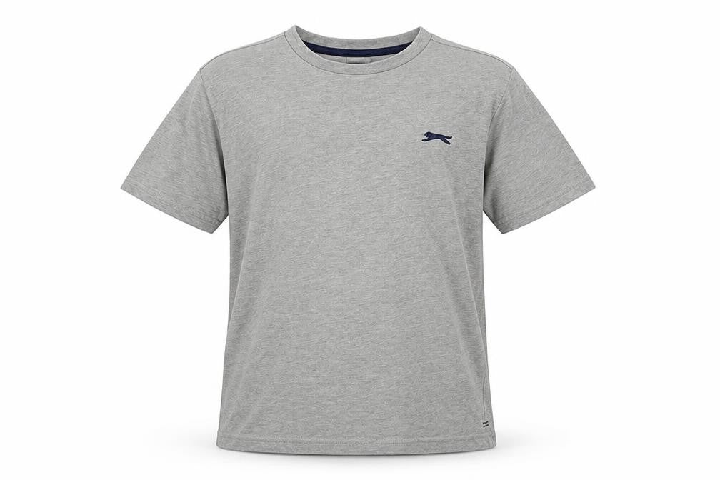 Slazenger Boys Grey Polyester Basic T-Shirt Size 13 Years Crew Neck Pullover