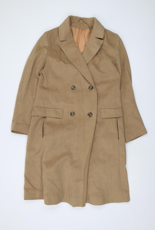 Admara Womens Beige Overcoat Coat Size 12 Button