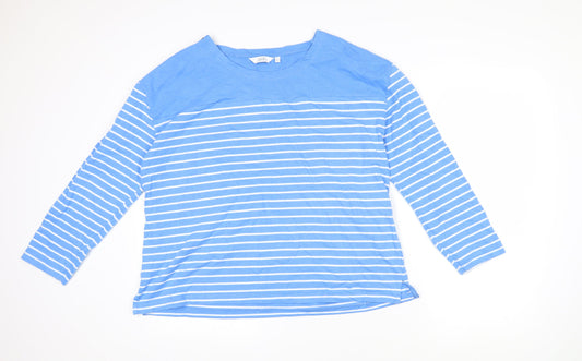Isle Womens Blue Striped Cotton Pullover Sweatshirt Size L Pullover