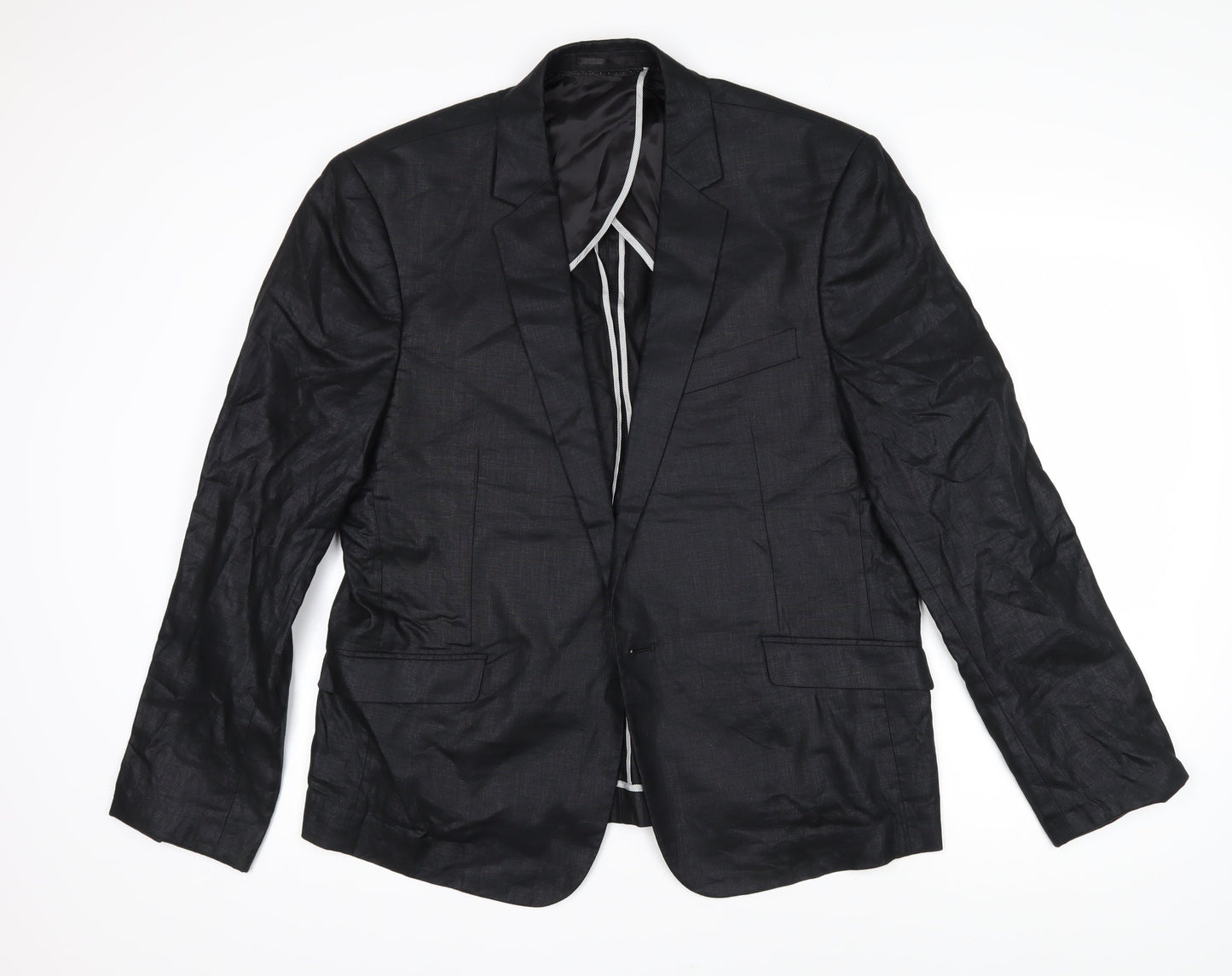 Linea Mens Black Jacket Blazer Size XL Button