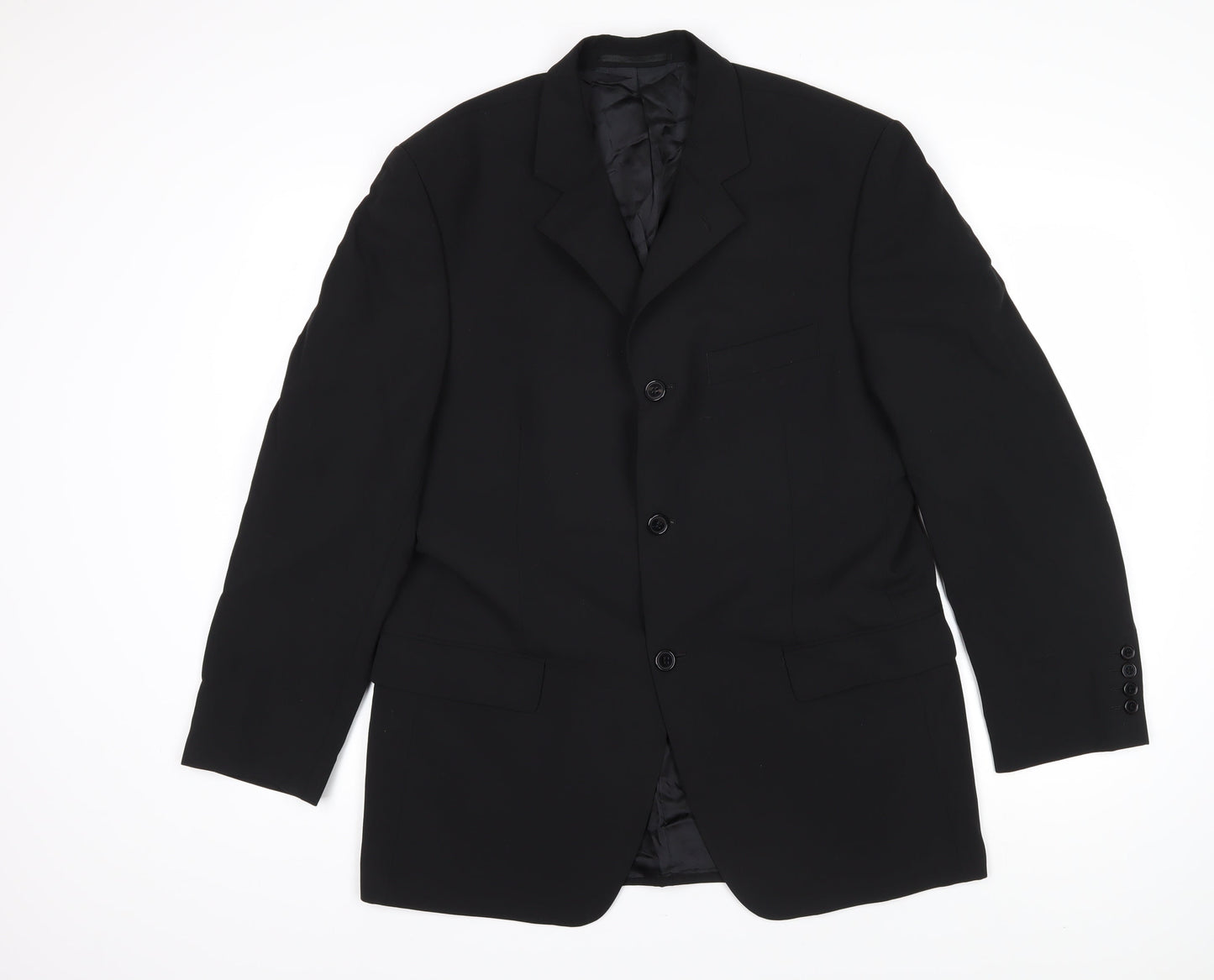 Hugo James Mens Black Polyester Jacket Blazer Size 40 Regular