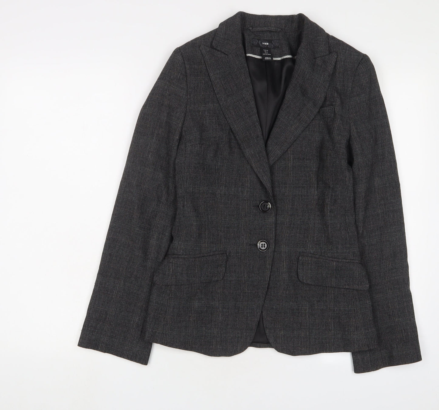 H&M Womens Grey Jacket Blazer Size 6 Button