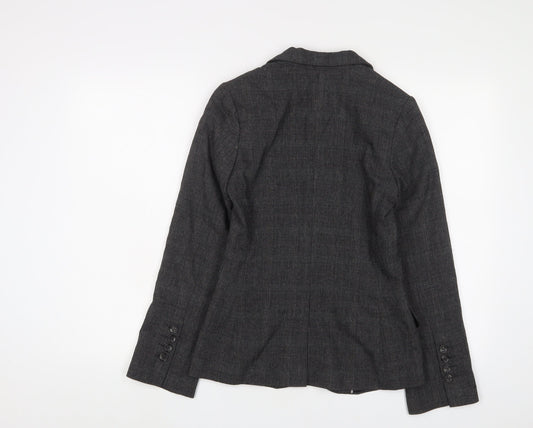 H&M Womens Grey Jacket Blazer Size 6 Button
