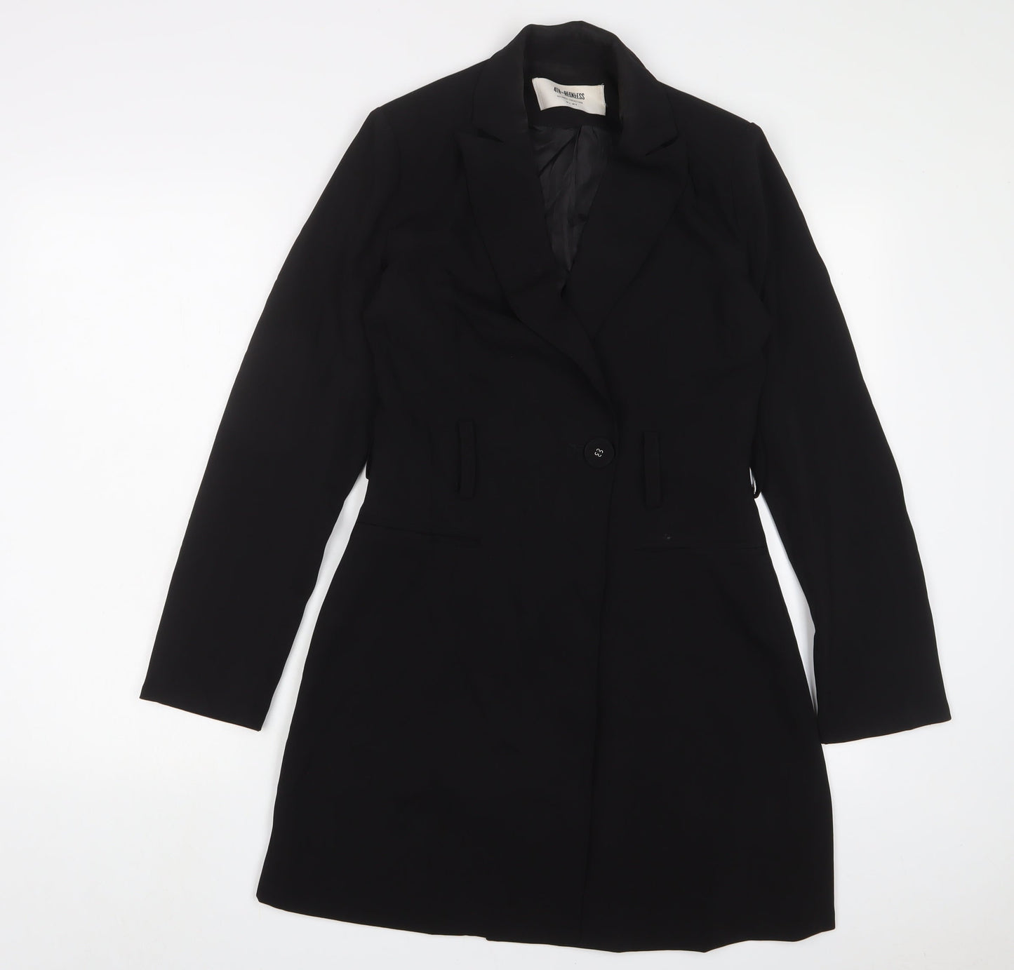 4th Reckless Womens Black Polyester Jacket Dress Size 8 V-Neck Button