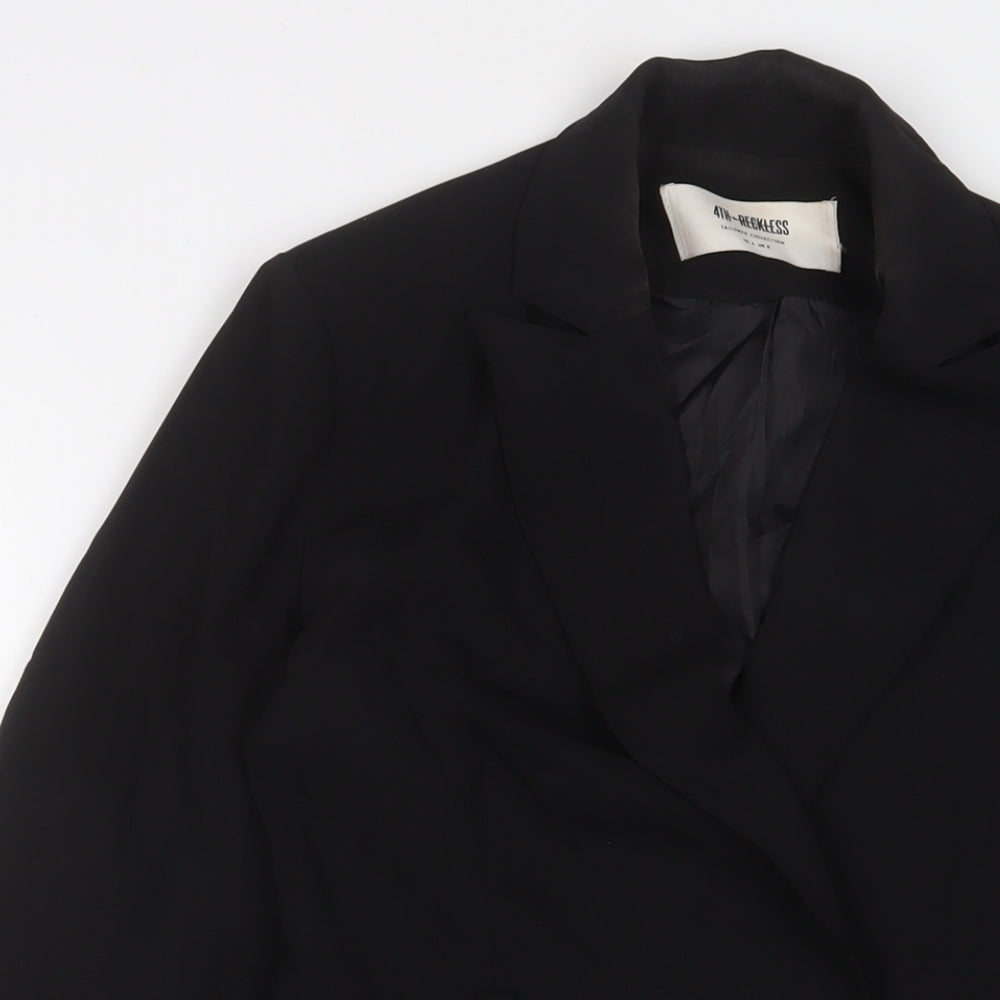 4th Reckless Womens Black Polyester Jacket Dress Size 8 V-Neck Button