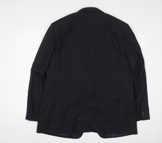 Autograph Mens Black Striped Polyester Jacket Suit Jacket Size 44 Regular