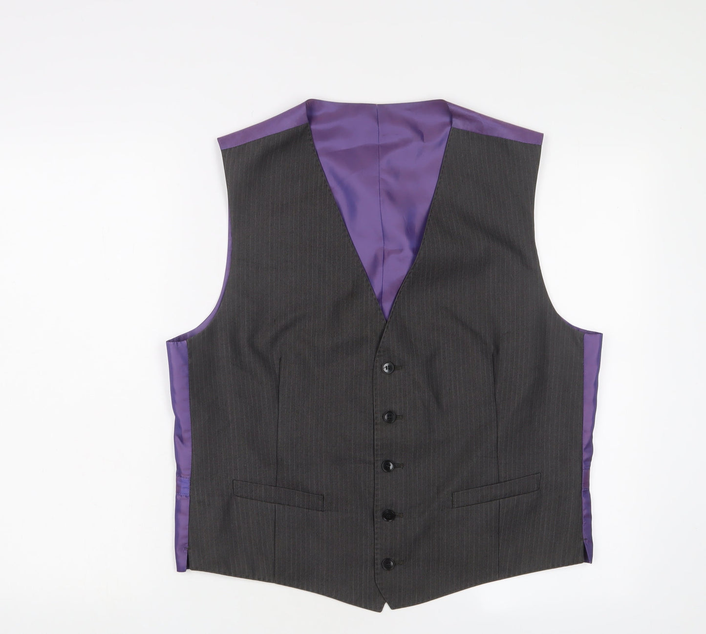 Marks and Spencer Mens Grey Polyester Jacket Suit Waistcoat Size L Regular
