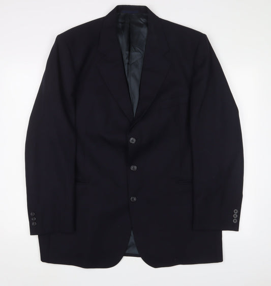 Aubrey Mens Blue Wool Jacket Suit Jacket Size 44 Regular
