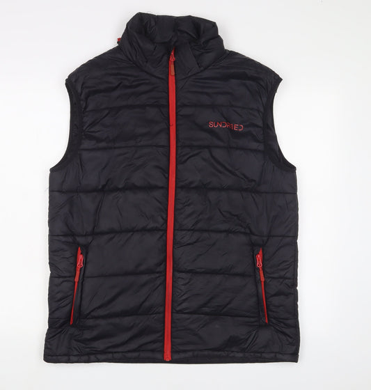 Sundried Mens Black Gilet Jacket Size L Zip - Logo