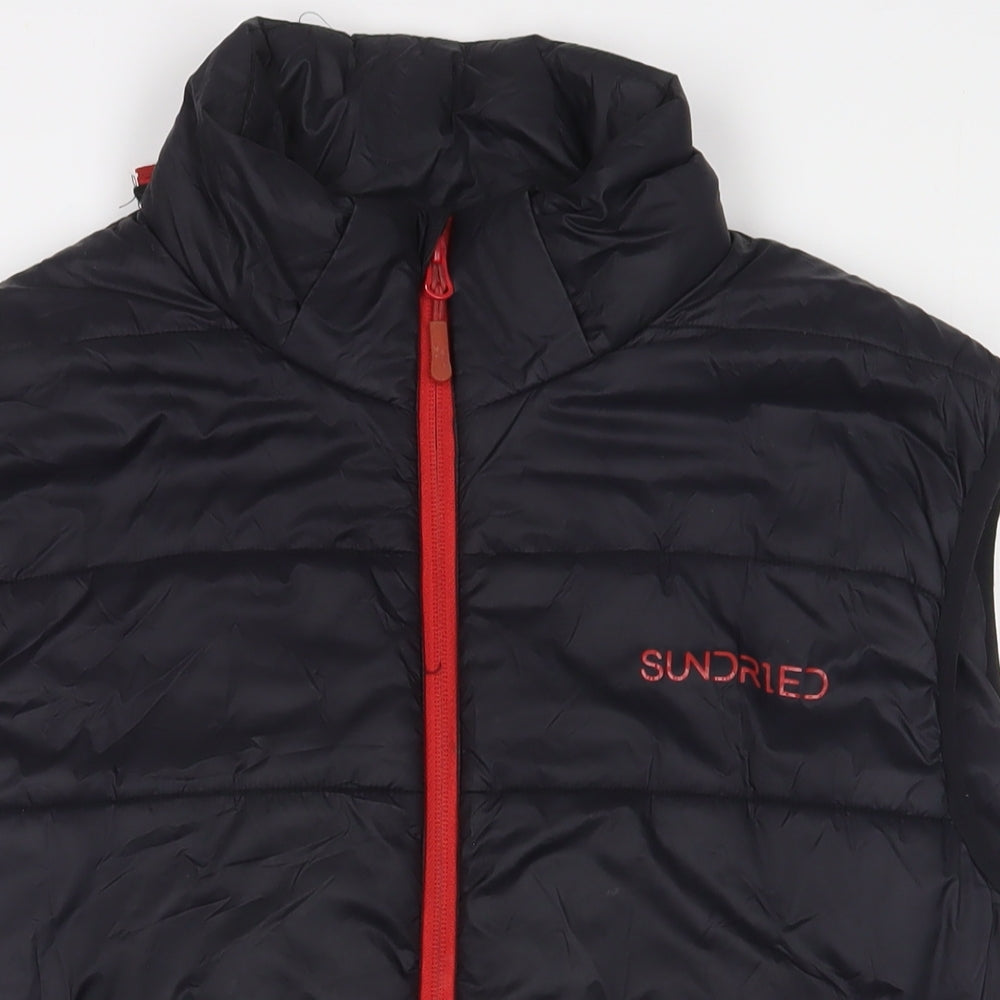 Sundried Mens Black Gilet Jacket Size L Zip - Logo